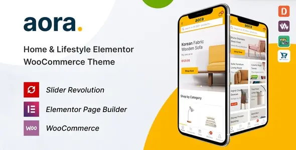 Aora v1.3.5: home lifestyle elementor woocommerce